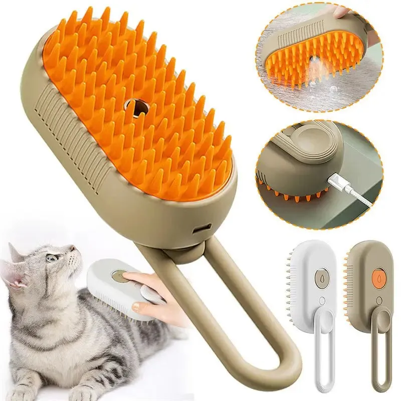 3-in-1 Pet Electric Steam Brush