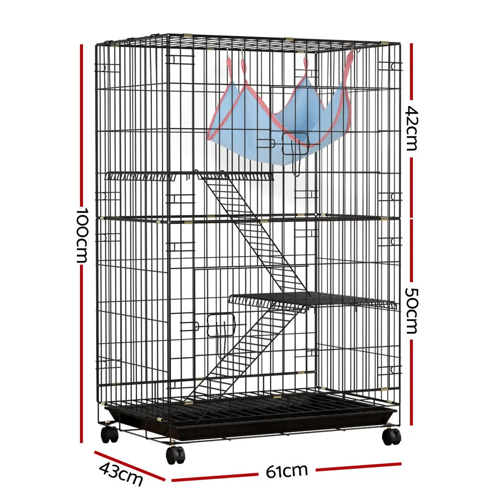 3-Level Rabbit Cage Hutch w/ Hammock & Trays - i.Pet