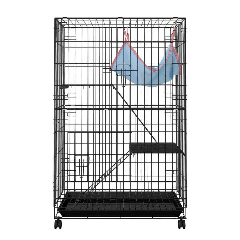 3-Level Rabbit Cage Hutch w/ Hammock & Trays - i.Pet