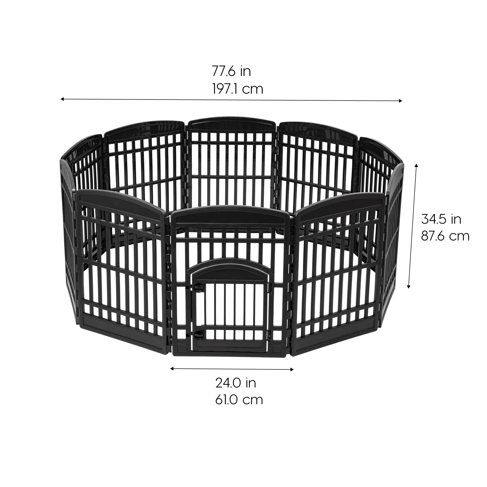 35" 10 Panel Exercise Pet Playpen with Door for Dog, Black