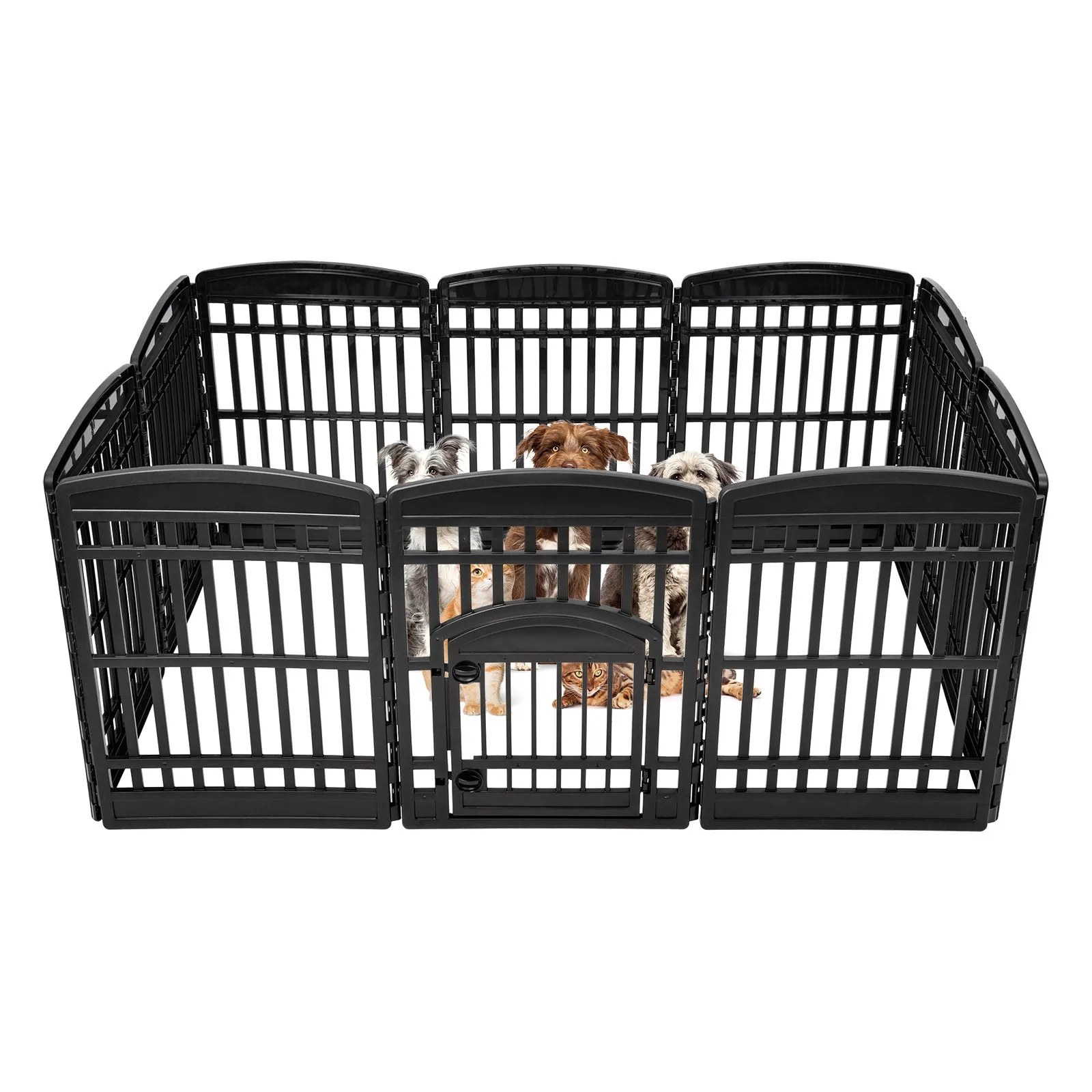 35" 10 Panel Exercise Pet Playpen with Door for Dog, Black