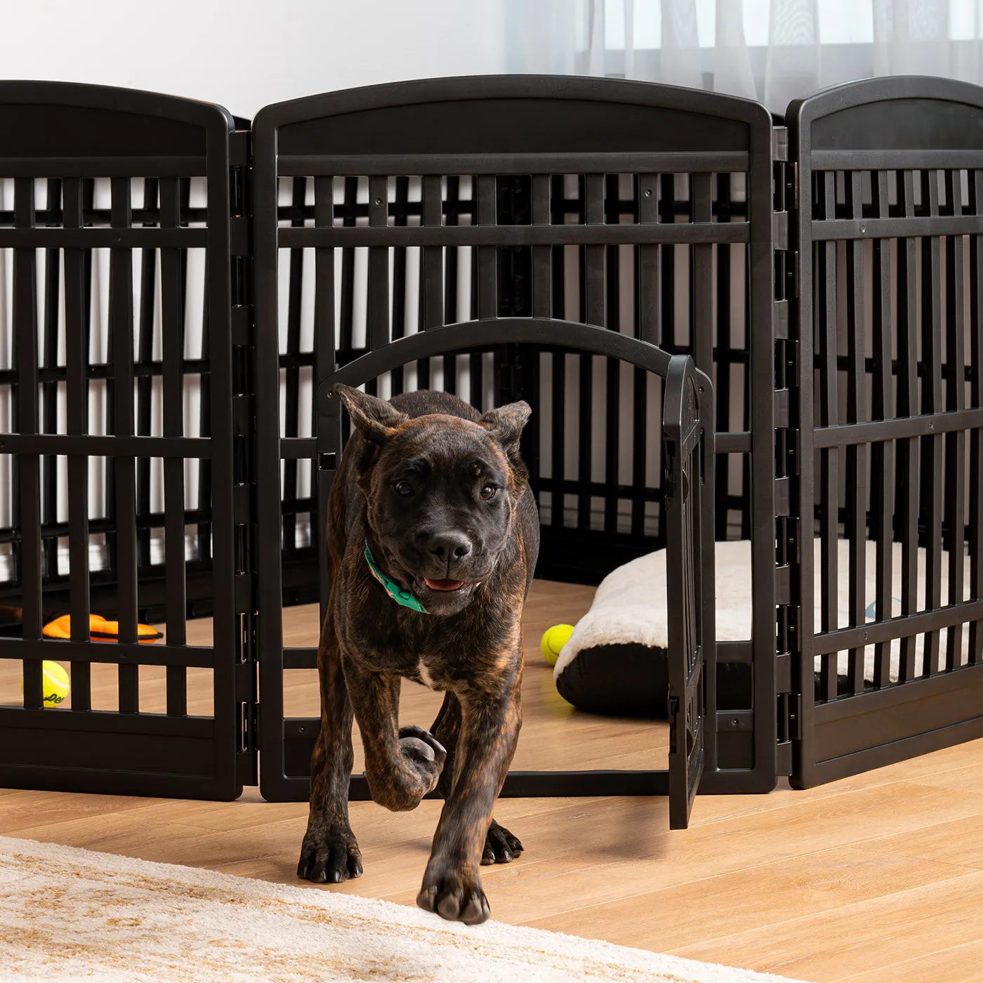 35" 10 Panel Exercise Pet Playpen with Door for Dog, Black