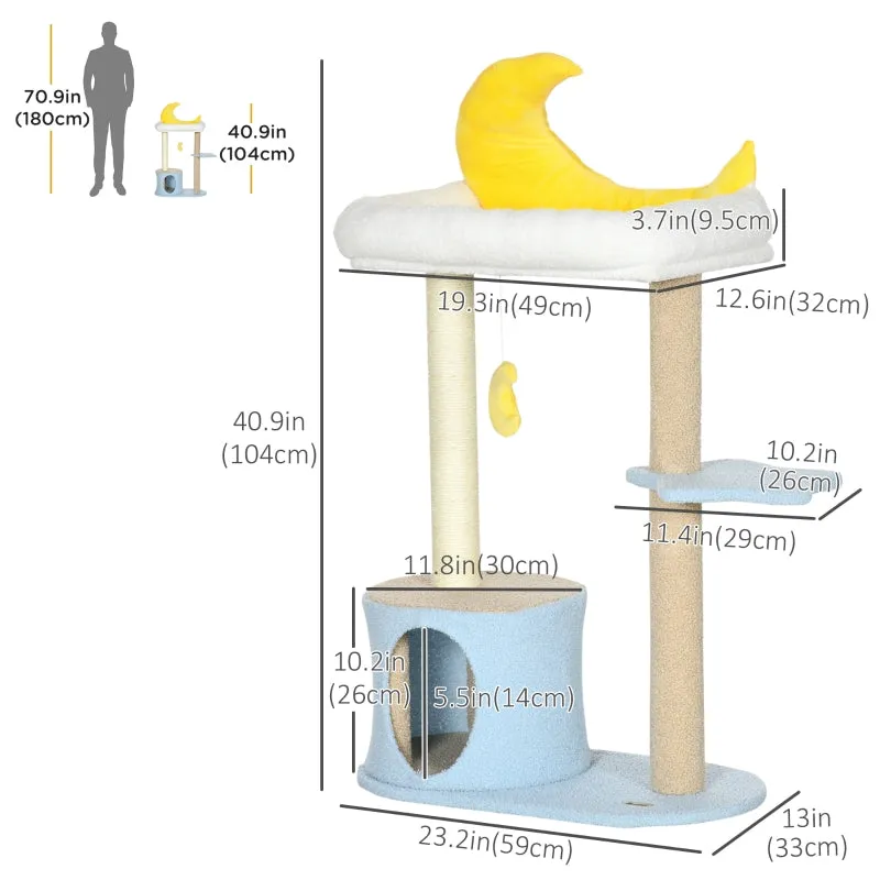 40.9" Moon Cat Tree Tower - Blue