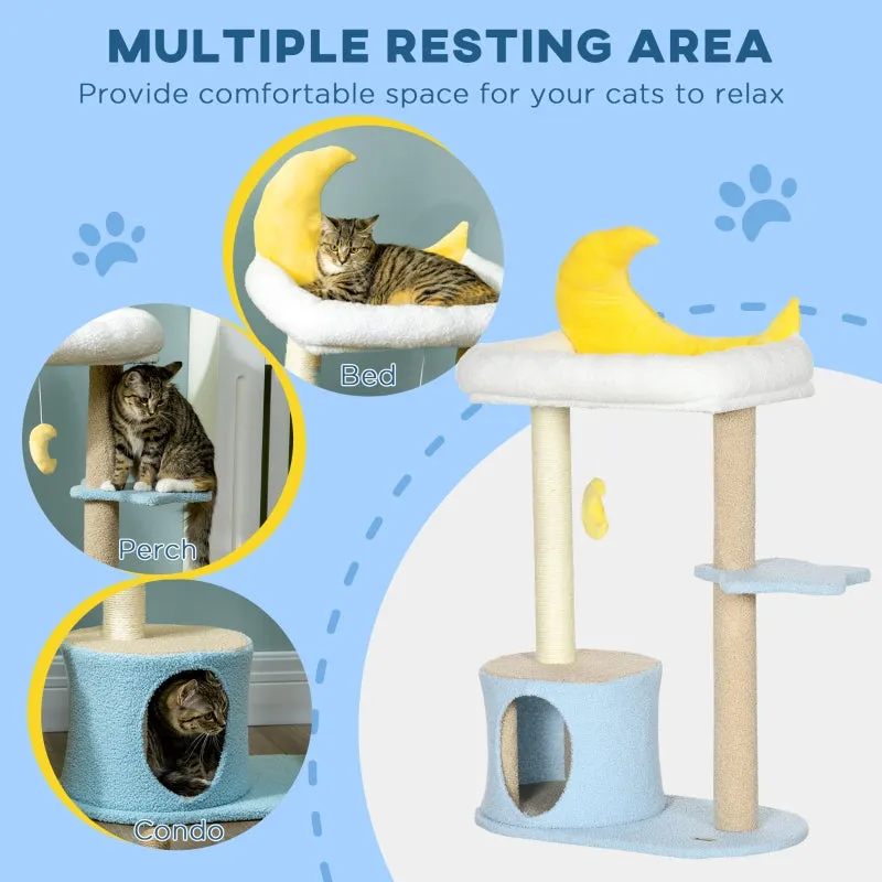 40.9" Moon Cat Tree Tower - Blue