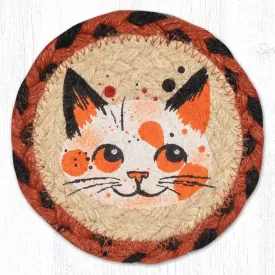 5" Jute Coaster Kitty Face