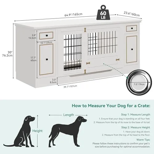 65" Heavy Duty Dog Kennel with Storage for Small/Medium Dog