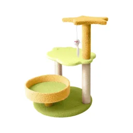 75cm Sisal Cat Tree with Plush Flower & High Seat - Floofi