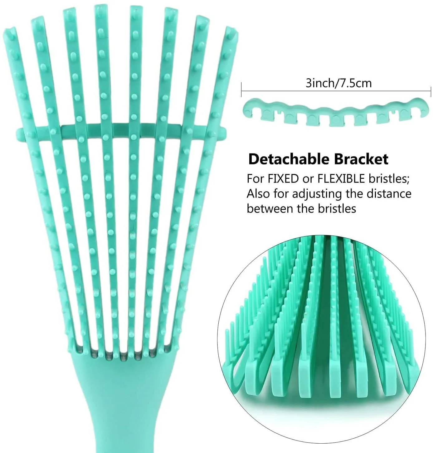 8 Row Detangling Hair Brush - Mint