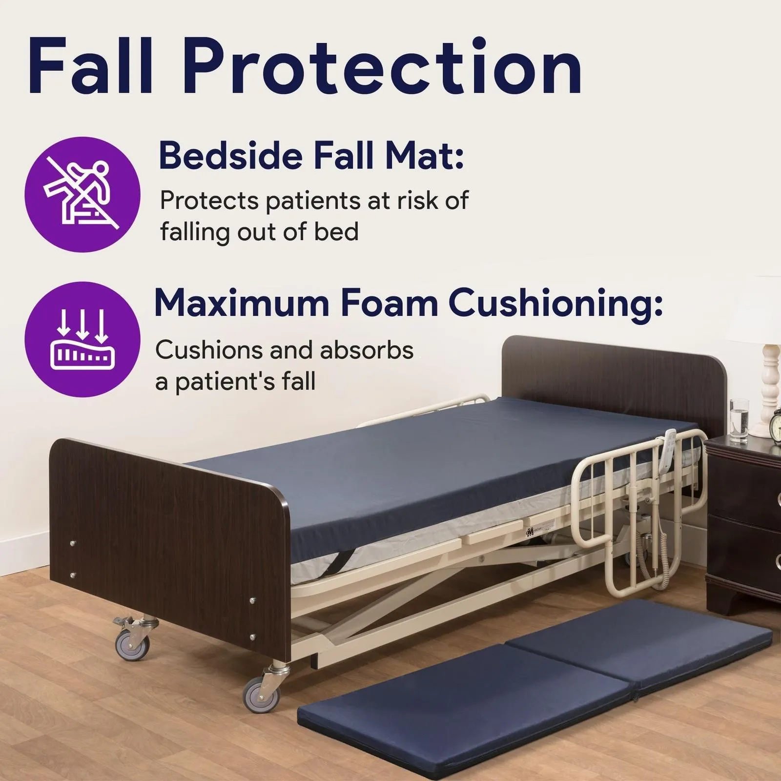 Bi-Fold Foam Fall Mat For Fall Prevention For Seniors