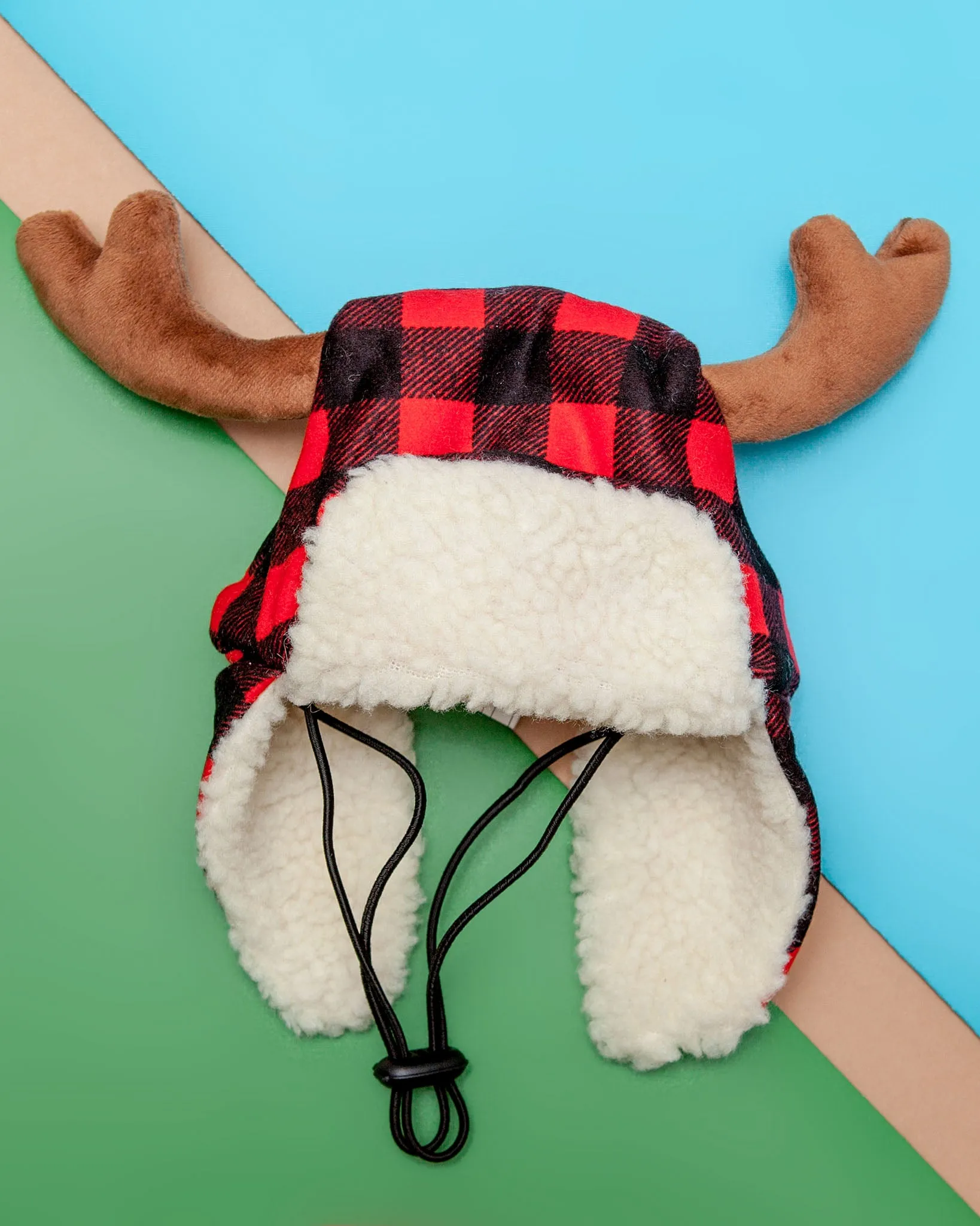 Buffalo Check and Antler Winter Dog Hat