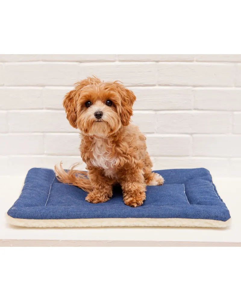 Charcoal Gray Denim & Sherpa Pet Napping Mat (Made in the USA)