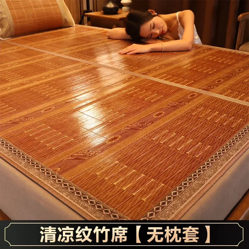 Cool mat bamboo mat summer naked sleeping student dormitory mattress foldable ice silk mat dual-use double-sided household