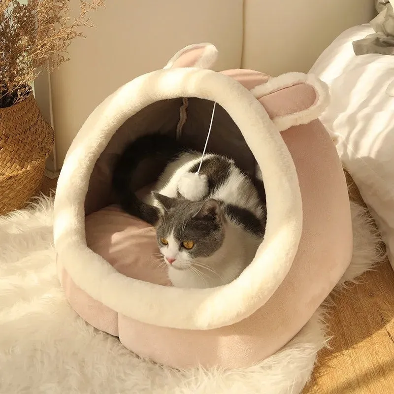 Cozy Cat Bed - Warm Pet Basket, Soft Washable Lounger for Small Dogs and Cats