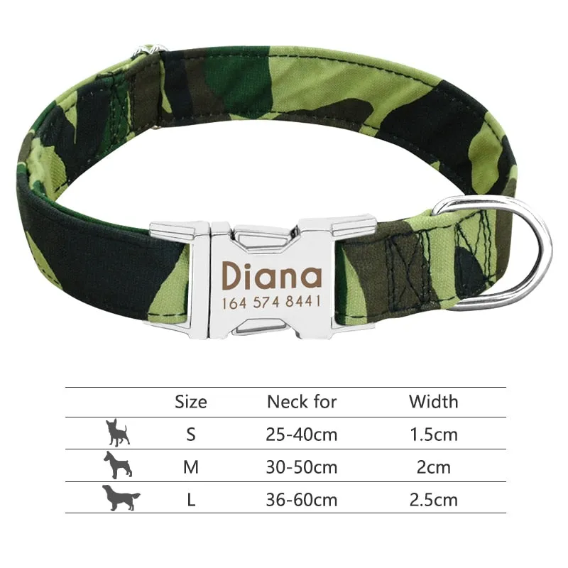 Custom Nylon Dog Collar with Engraved ID Reflective Tag