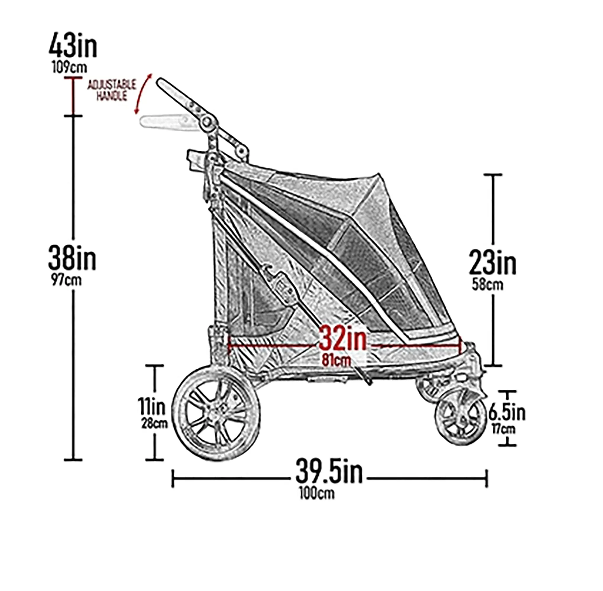 Doggie Stroller with Dual Entry Single or Multiple Dogs/Cats