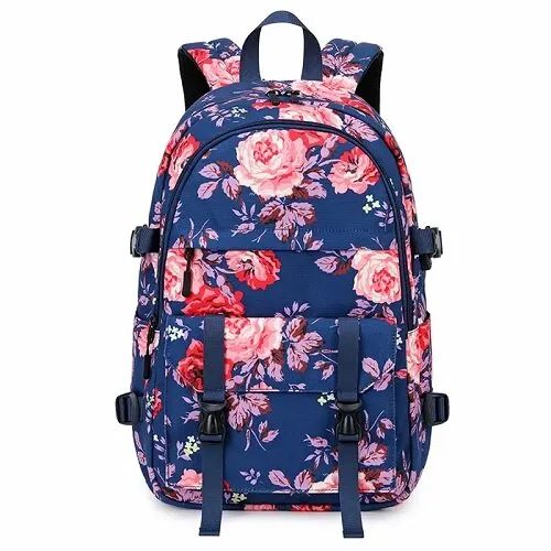 Floral Oxford Woman's Backpack / School Bag