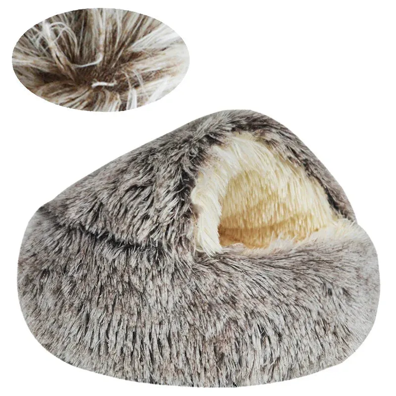 Fluffy Warming pet Cave Bed