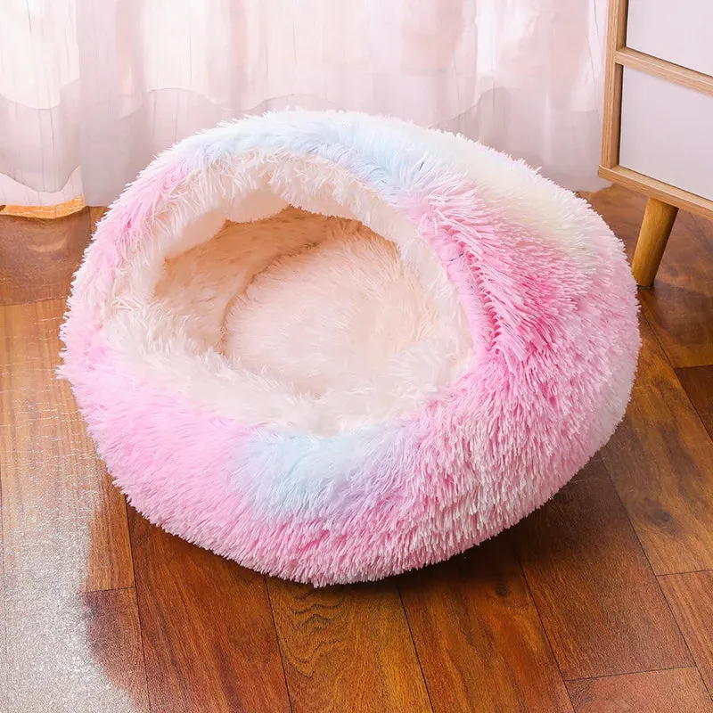 Fluffy Warming pet Cave Bed