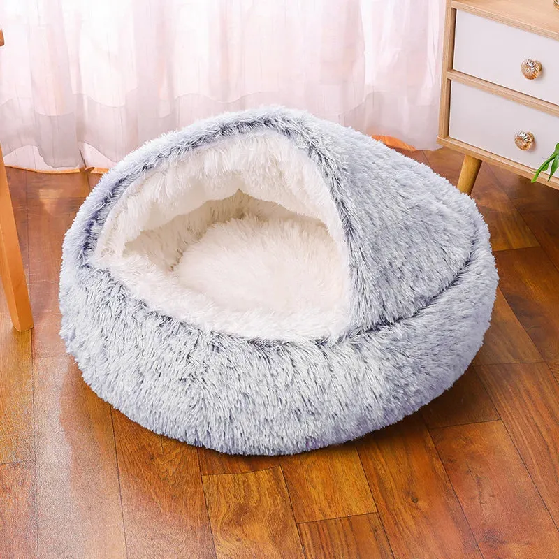 Fluffy Warming pet Cave Bed