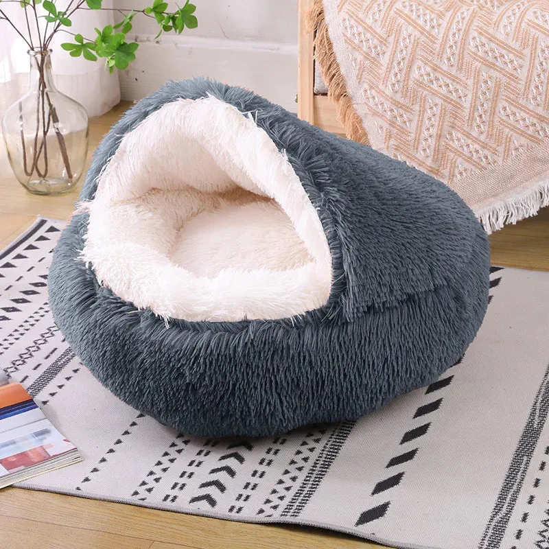 Fluffy Warming pet Cave Bed