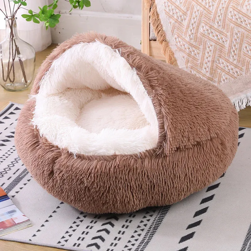 Fluffy Warming pet Cave Bed