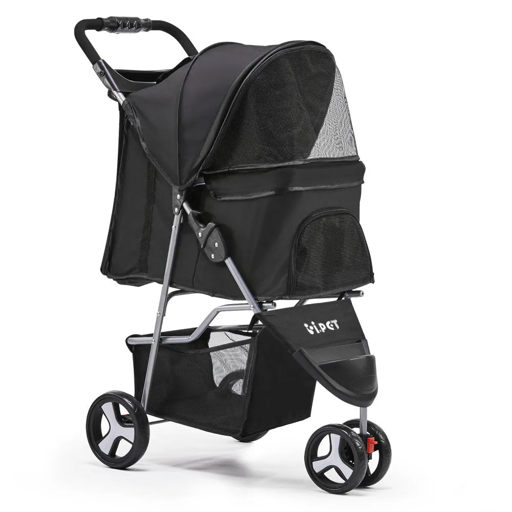 Foldable Waterproof Pet Stroller 3 Wheels, Large Capacity - i.Pet