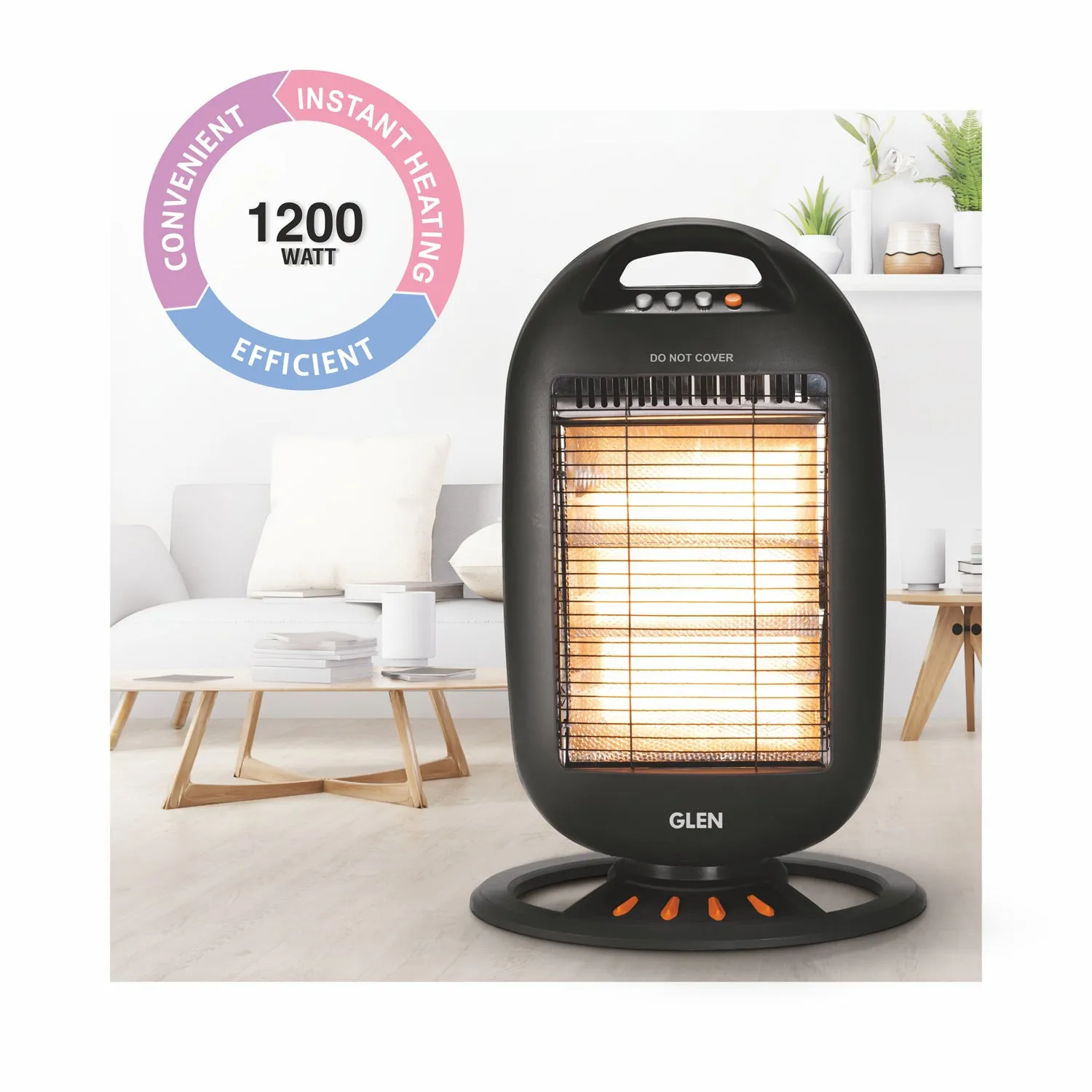 Glen Halogen Heater 7019 Black 1200W ISI