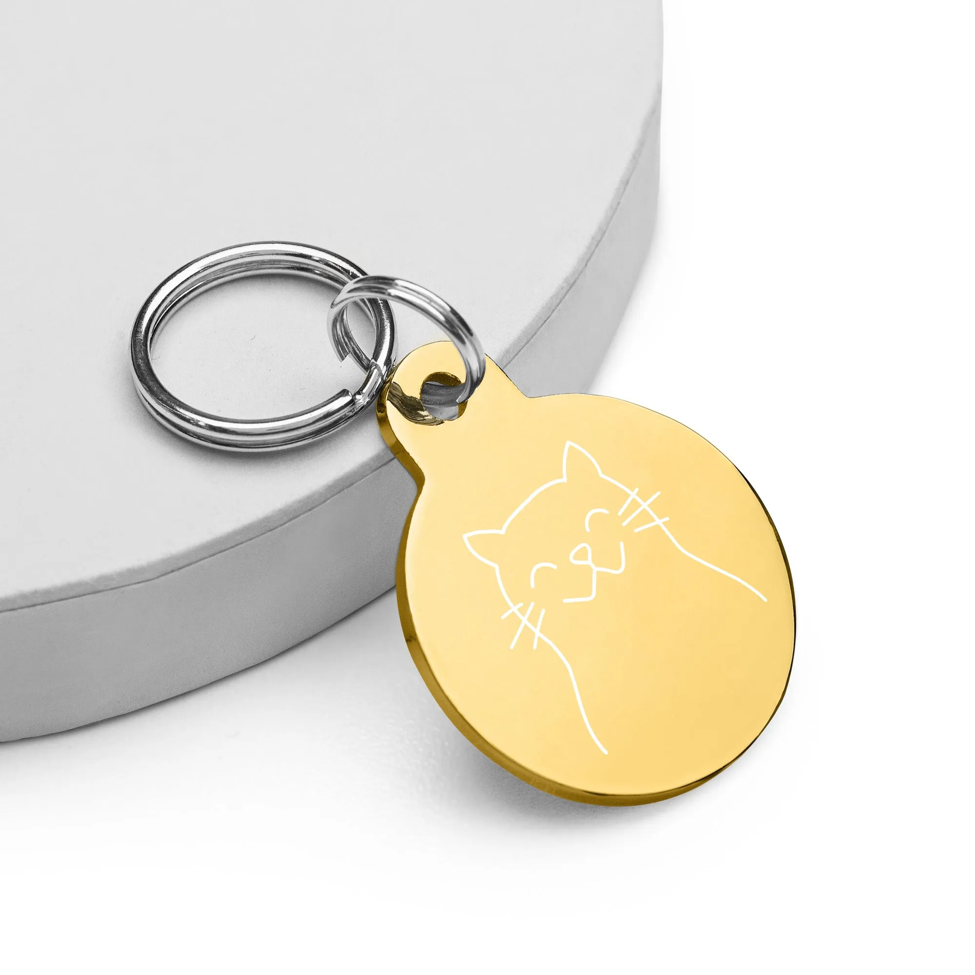 Happy Cat Engraved pet ID tag