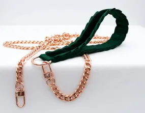 Hunter Green Velvet and Rose Gold Leash