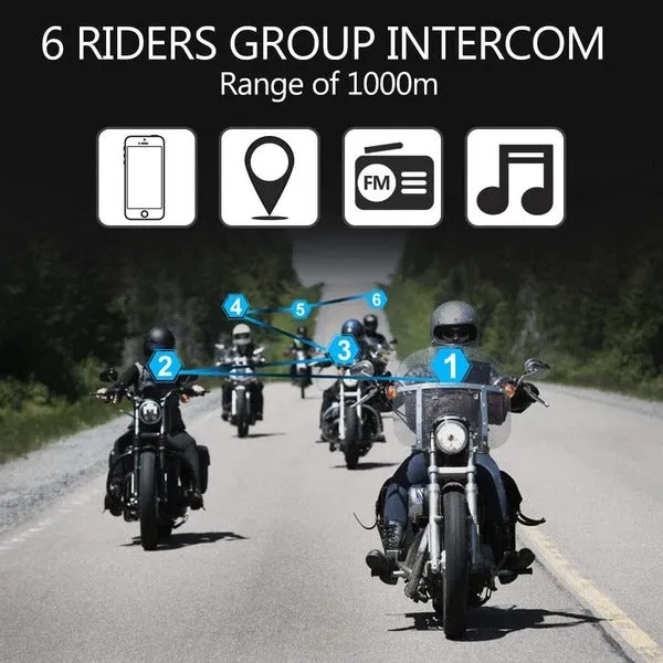 ILM Motorcycle 6 Rider Bluetooth Headset