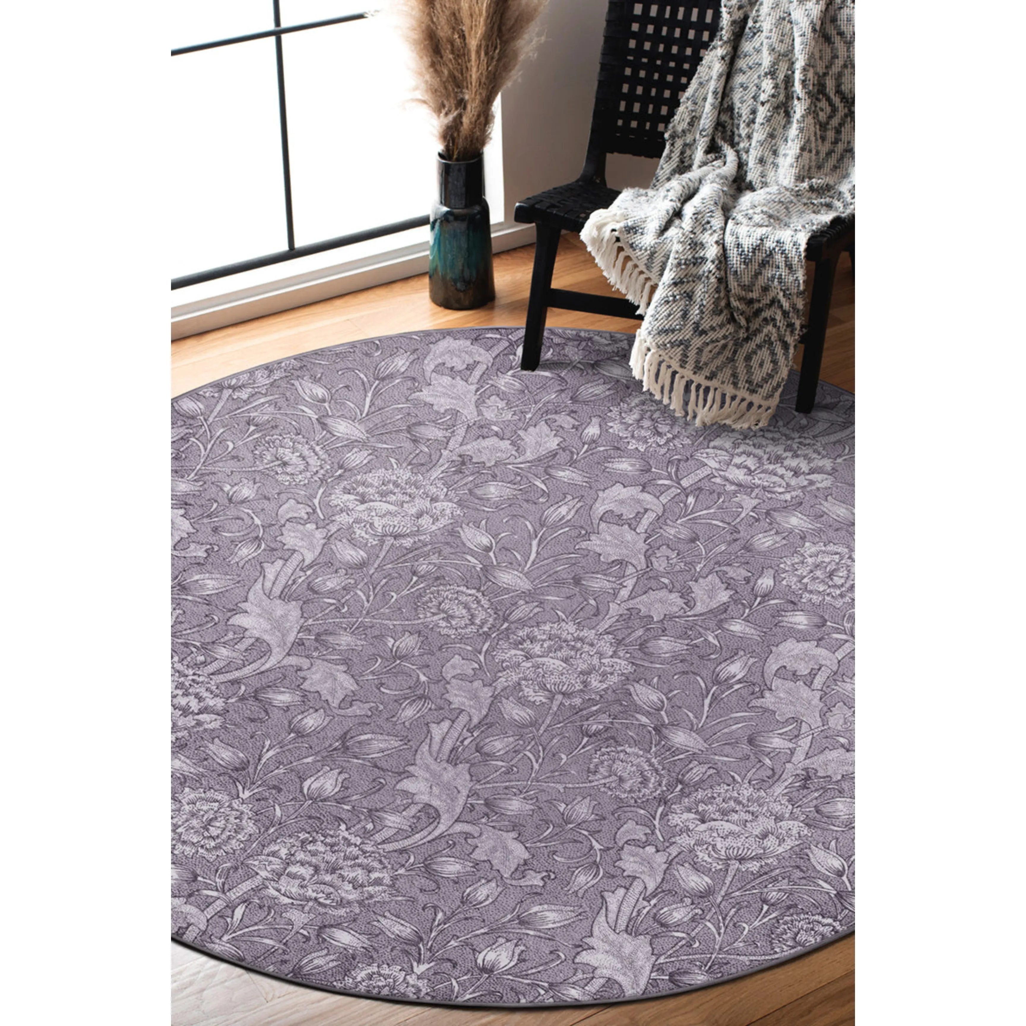 Kalini Floral Woodland Brown Washable Rug