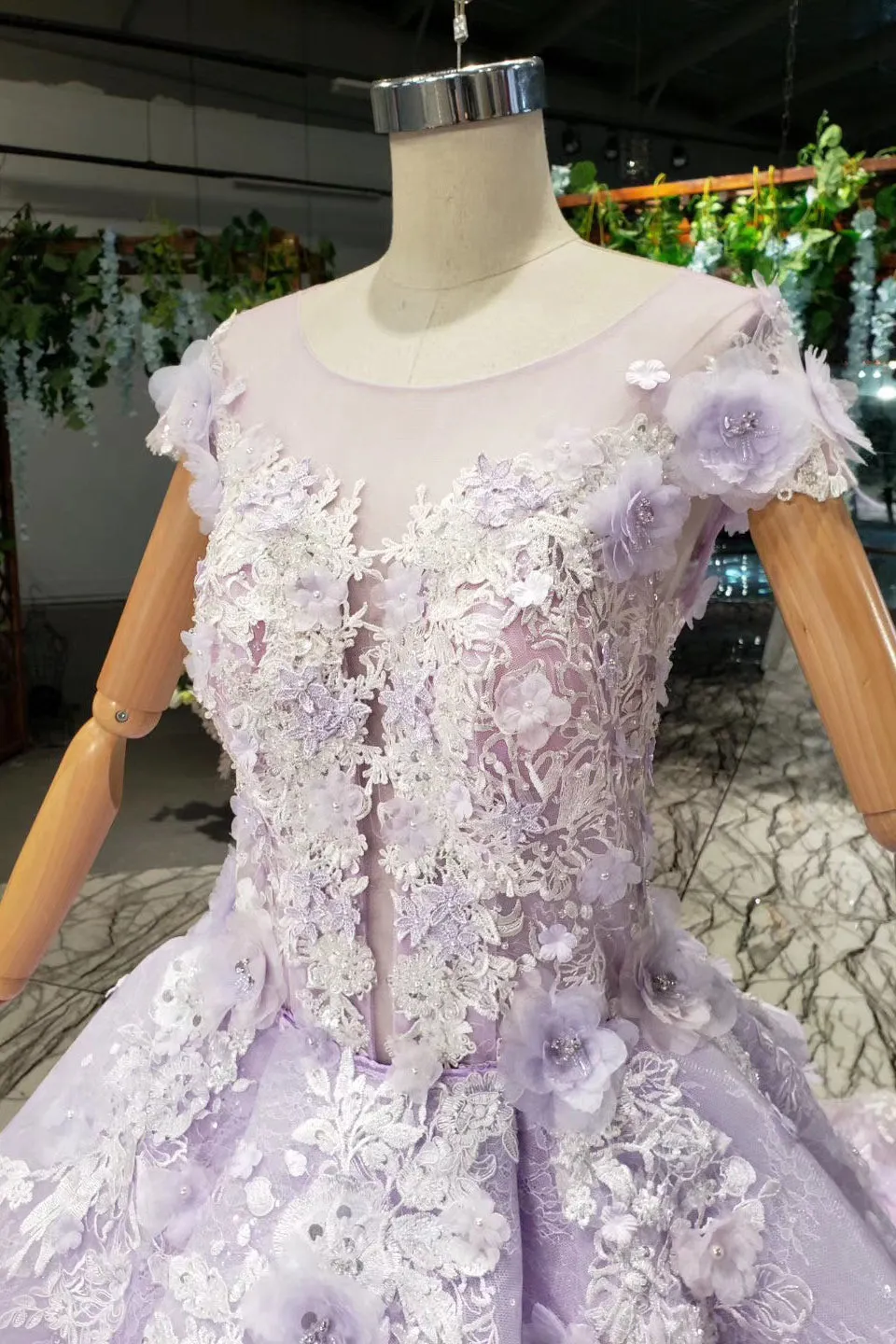 Lilac Quinceanera Dresses Ball Gown Vintage Wedding Dress With Appliques Beading PO326