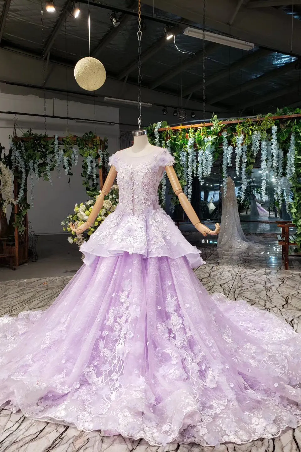 Lilac Quinceanera Dresses Ball Gown Vintage Wedding Dress With Appliques Beading PO326