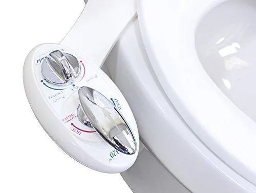 Luxe Bidet Neo 320 - Self Cleaning Dual Nozzle - Hot and Cold Water Non-Electric Mechanical Bidet Toilet Attachment (white and white)