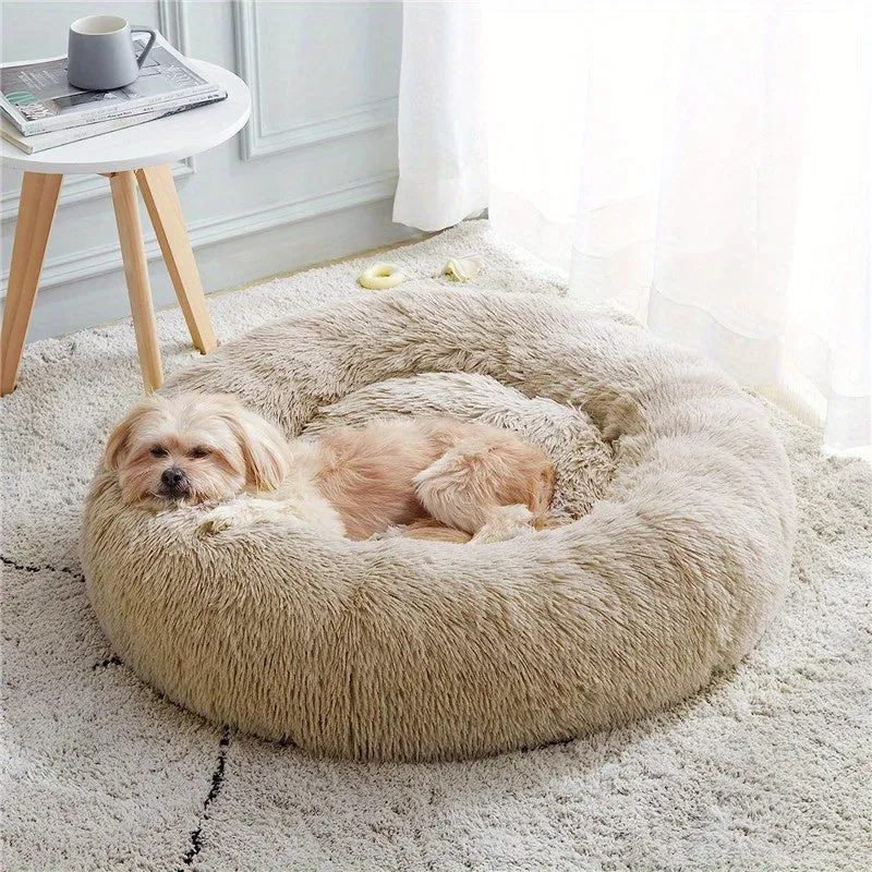 Luxury Calming Donut Cuddler Bed for Dogs and Cats - Warming, Cozy, and Plush - Available in Multiple Sizes