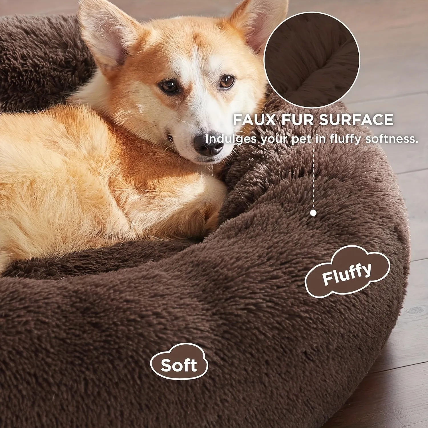 Luxury Calming Donut Cuddler Bed for Dogs and Cats - Warming, Cozy, and Plush - Available in Multiple Sizes