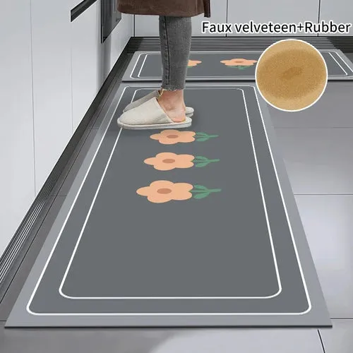 Non-slip, Super Absorbent Daisy Kitchen Rug