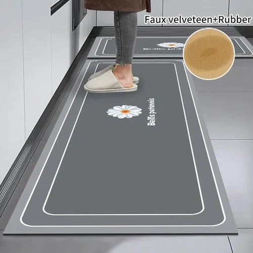 Non-slip, Super Absorbent Daisy Kitchen Rug