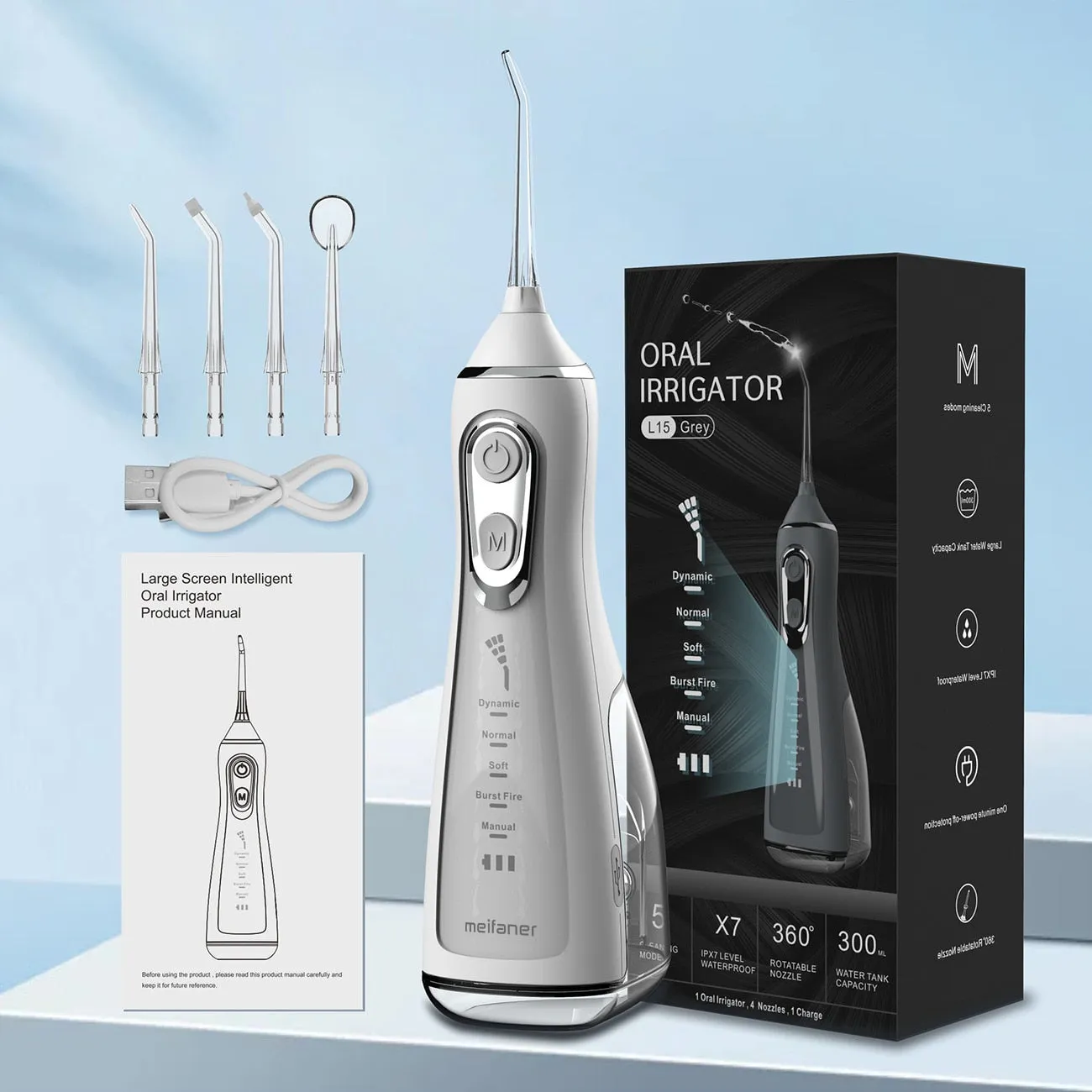 Oral Irrigator tooth scaler 5-speed adjustment Water Flosser Portable Dental Water Jet 350ML IPX6 Waterproof Teeth Cleaner