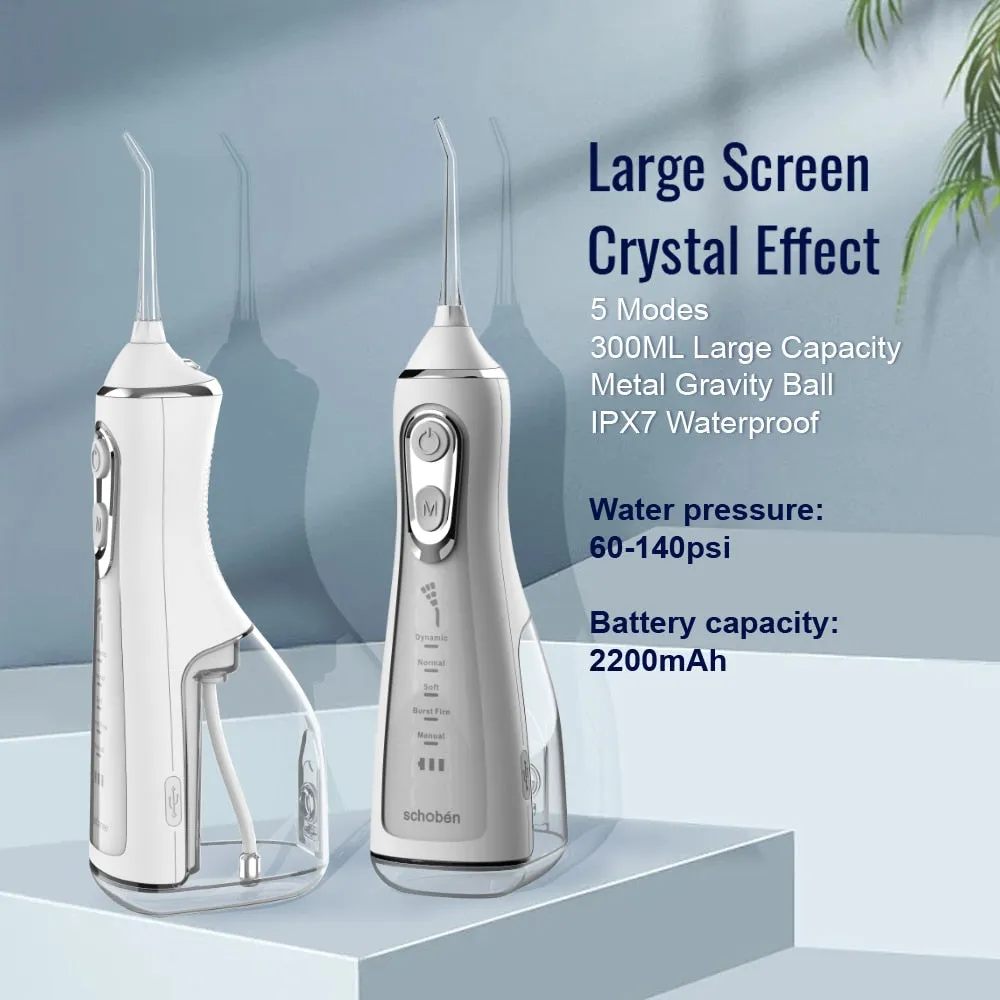 Oral Irrigator tooth scaler 5-speed adjustment Water Flosser Portable Dental Water Jet 350ML IPX6 Waterproof Teeth Cleaner