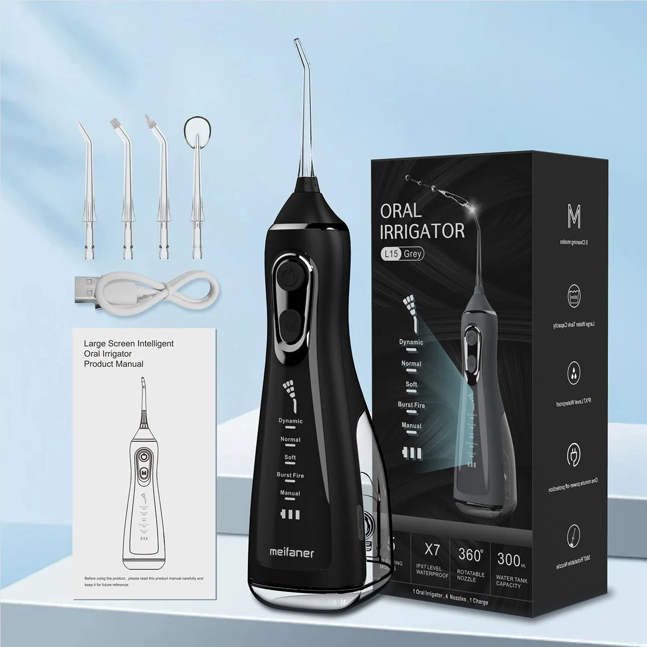 Oral Irrigator tooth scaler 5-speed adjustment Water Flosser Portable Dental Water Jet 350ML IPX6 Waterproof Teeth Cleaner