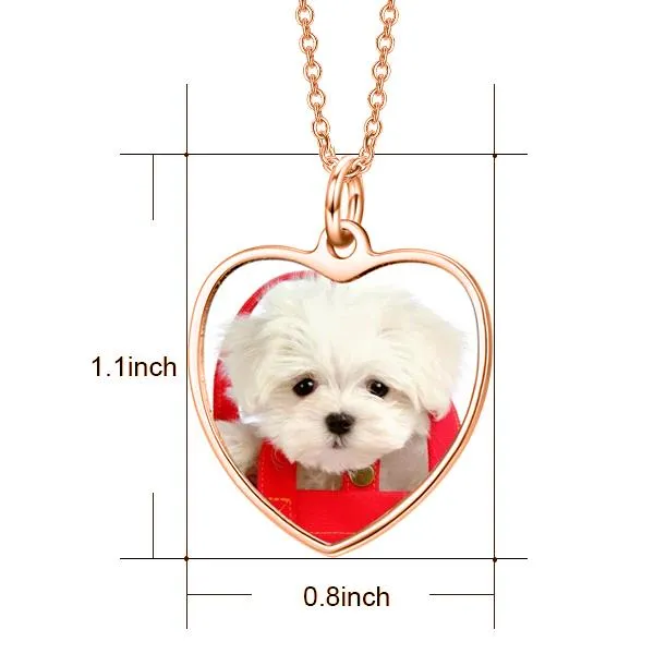 Personalized Heart Photo Necklace- Photo Memory Necklace- Pet Photo Necklace