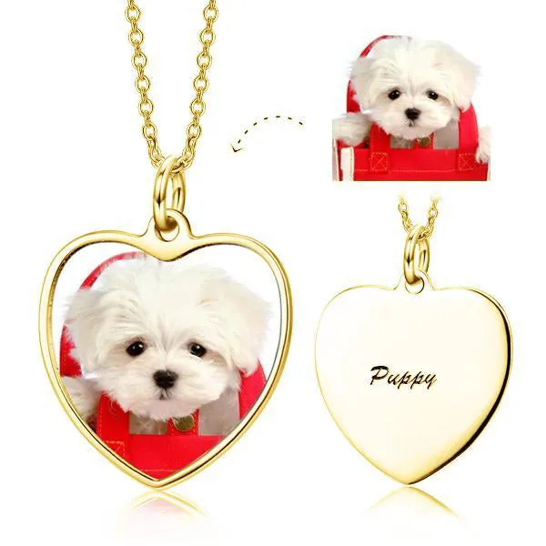 Personalized Heart Photo Necklace- Photo Memory Necklace- Pet Photo Necklace