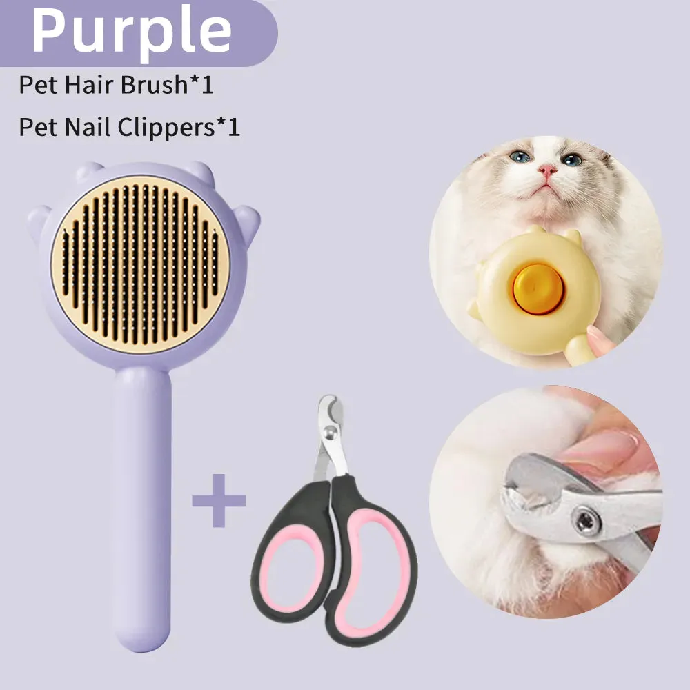 Pet's self cleaning brush