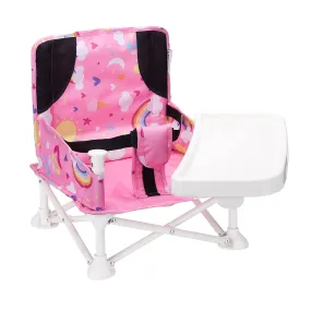 portable and compact baby chair with storage bag (pink)