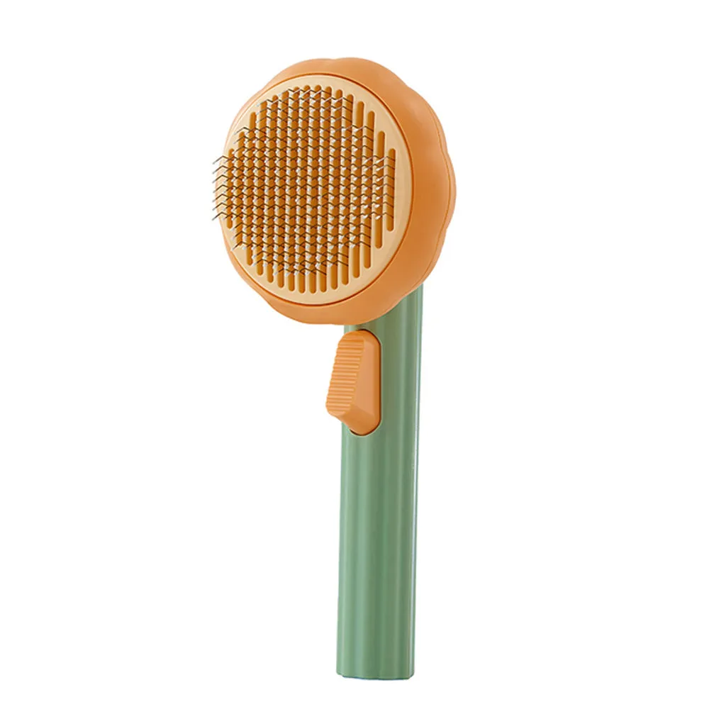 Pumpkin Cat Brush Comb For Pet Grooming Removes Loose Underlayers Tangled Hair Remover Brush Pet Hair Shedding Self Cleaning