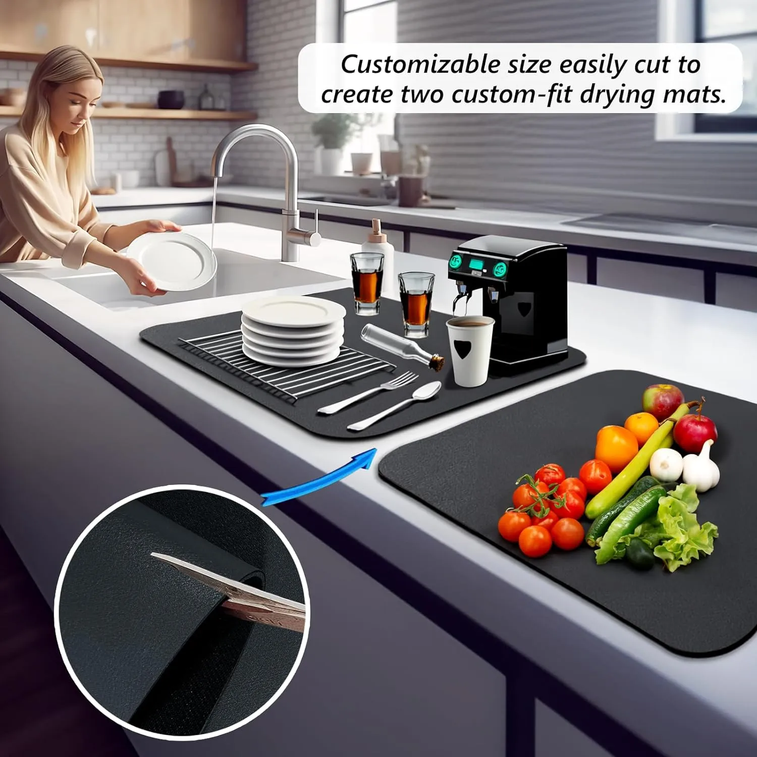 QuickDry™ - Washable Kitchen Dish Drying Mat