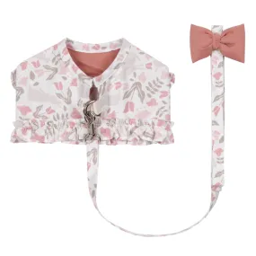 Rabbit printed frill harness with Leash - White