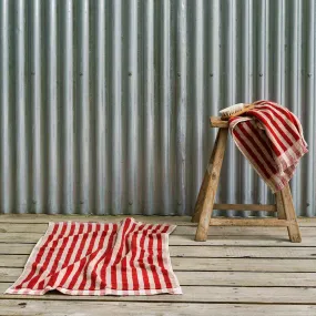 Sandstone Red Pembroke Stripe Cotton Bath Mat