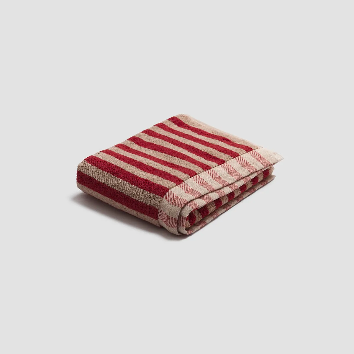 Sandstone Red Pembroke Stripe Cotton Bath Mat